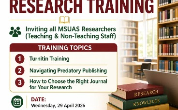 TRAINING ALERT FOR MSUAS RESEARCHERS (Teaching & Non-Teaching Staff)