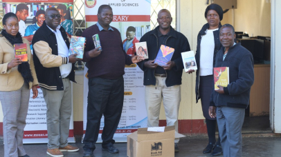MSUAS Library community engagement book donation to Manicaland high schools