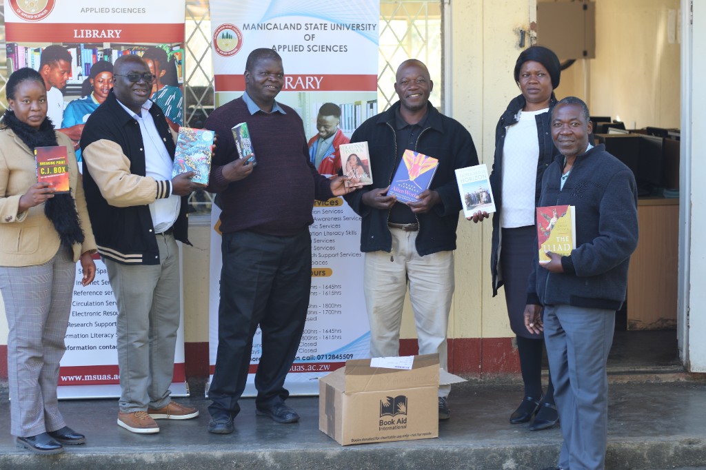 MSUAS Library community engagement book donation to Manicaland high schools